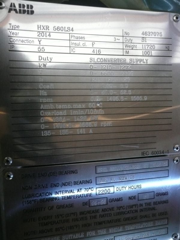 ABB 1215kw Electric Motor