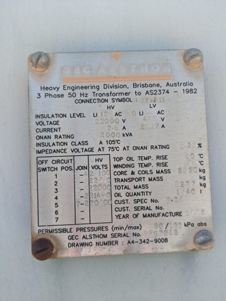 GEC Alsthom 2000 kva Transformer J&P Group