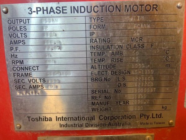 Toshiba 640kw Electric Motor - Image 3