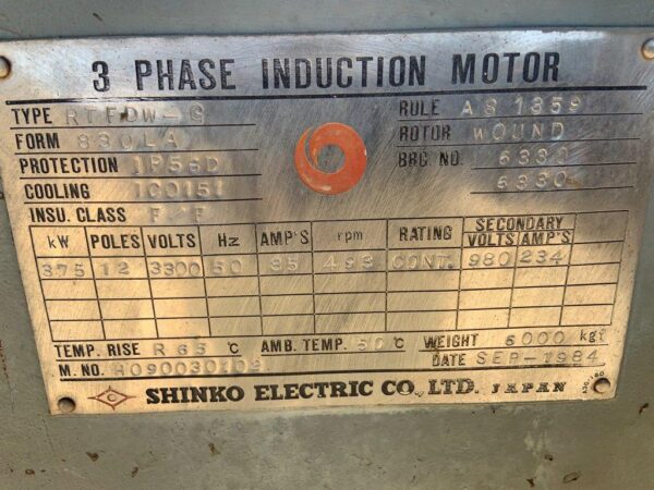 Shinko 375kw Electric Motor - Image 2